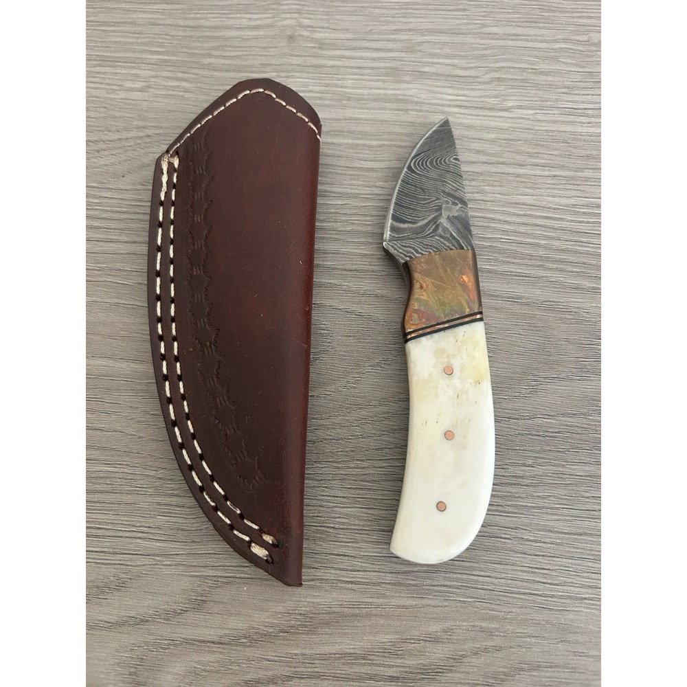 Elk Ridge‎ Fixed Blade Damascus Knife Bone Handle With Sheath